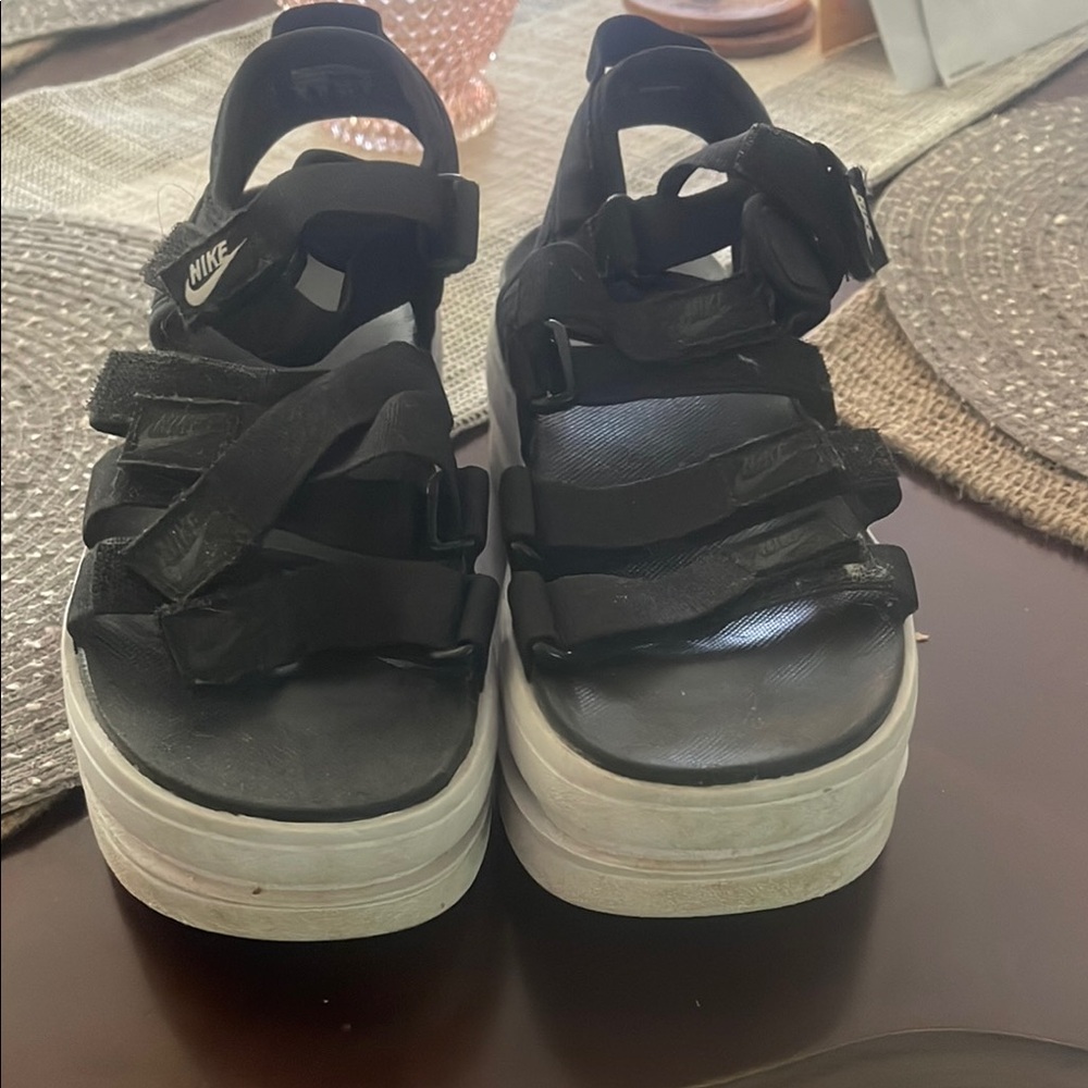 Nike Black and White Platform Sandals